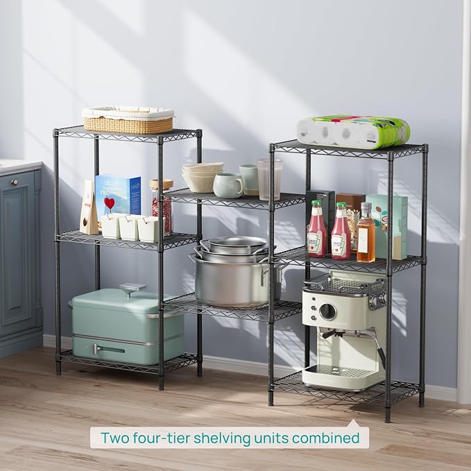 SINGAYE 4 Tier Storage Rack Wire Shelving Unit Shelves Metal for Pantry Closet Shelve Organization Kitchen Laundryroom 800Lbs Capacity 24" D x 14" W x 48" H Black - Image 3