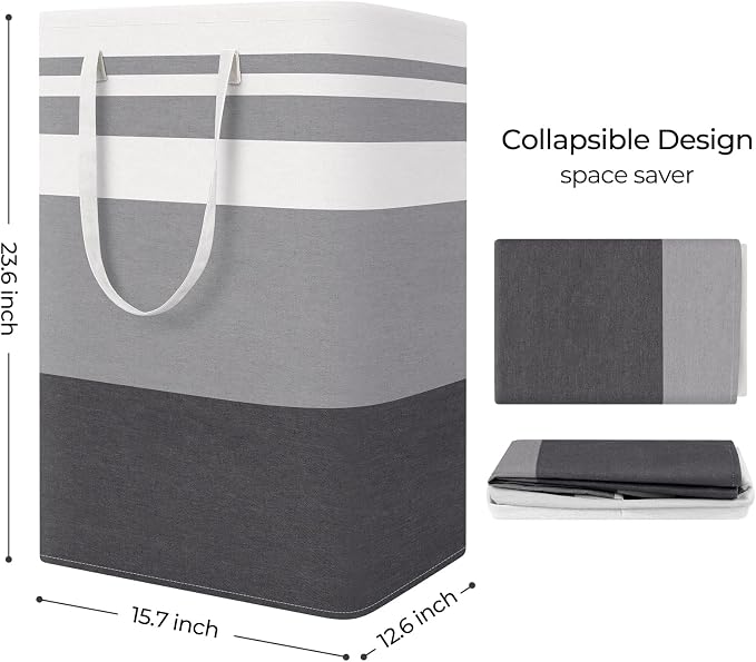 StorageRight Large Collapsible Laundry Basket Hamper with Easy Carry Handles，Freestanding Clothes Hampers for Laundry, Bedroom, Dorm, Towels, Toys, 75L, Gradient Grey - Image 2