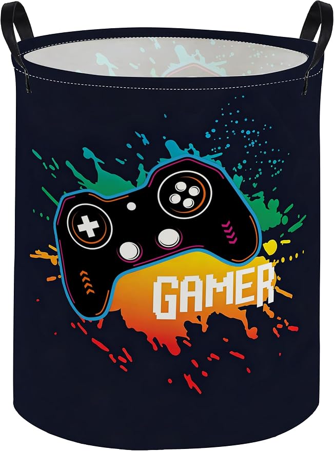 Kids Laundry Basket Game Hamper for Nursery Boys Hamper Cute Kids Storage Bin Room Decor for Home(Game) by DDBASKET