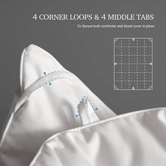 Hotel Grand Luxury White Goose Feather Down Fiber Comforter King Size, 100% Cotton Ultra Soft Duvet Insert King, Hotel Hypoallergenic Extra Warmth Bedding Comforter, White 106x90 Inch