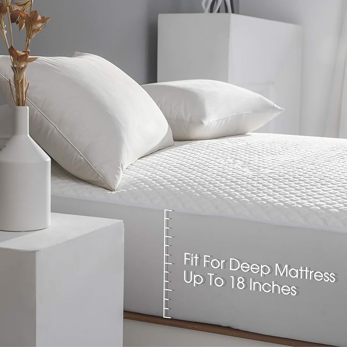 King Size Waterproof Mattress Protector Fitted Mattress Pad Cover with Deep Pocket Up to 18'' (Pack of 2)