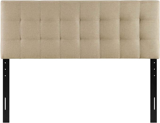 Modway Lily Tufted Linen Fabric Upholstered King Headboard in Beige