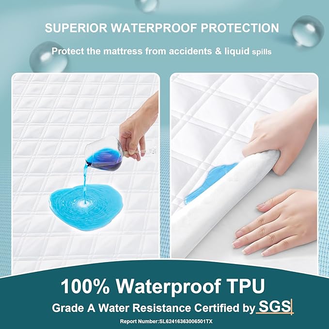 2 Pack Waterproof Mattress Protector Twin Size, All-fit-One Soft Noiseless Bed Mattress Cover with Deep Pocket 8-21", Washable for Bedwetting, Cool Sleep，Suitable for Home Bedroom Hotel, White