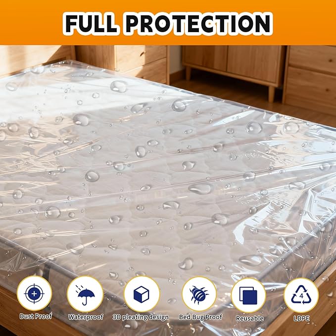 Topsoon 2PK Plastic Mattress Cover (4mil, Full)