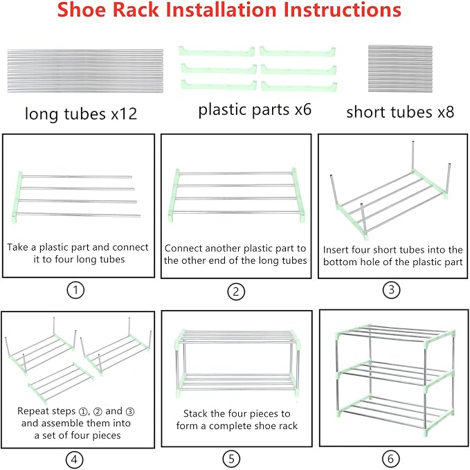 Jucaifu Stackable Small Shoe Rack, Entryway, Hallway and Closet Space Saving Storage and Organization (3-Tier, Green) - Image 6