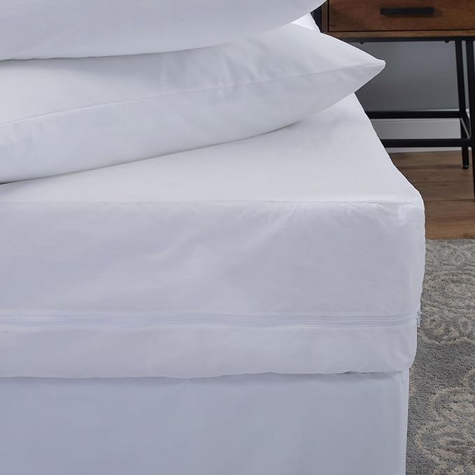 Home Details 2 Pack Full Size Premium Zippered Mattress Protector | Cooling | Cozy | Comfortable | PVC | Bed Bug Prevention | Waterproof | Hypoallergenic | Easy to Clean | Zipper | Encasement | White