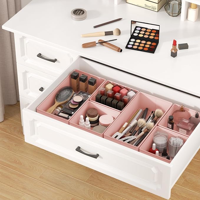 DIMJ Drawer Organizer Clothes 24Pack - Foldable Baby Organizers and Storage & Dresser Organizer for Bedroom, Closet - Nursery Organization Dresser Dividers for underwear, Sock,Bra, Belt, Tie, Pink - Image 5