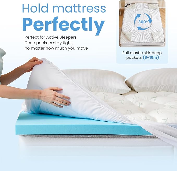 OLIXIS Full Size Dual Layer Gel Memory Foam Mattress Topper with Cooling Pillow Top, Breathable Bed Topper Pad for Back Pain Relief, CertiPUR-US Certified