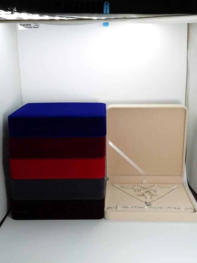 Jewelry Set Velvet Box Necklace Earring Ring Necklace Bracelet Gift Display Case Wedding Jewelry Storage Holder (Royal Blue) - Image 5