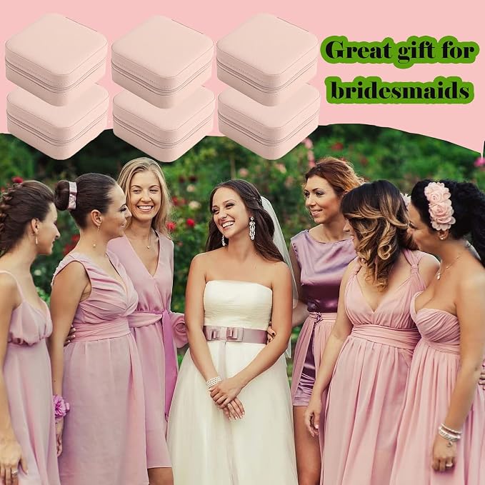 Travel Jewelry Case Bridesmaid Gifts Box,12 Pack Small Jewelry Box Mini Jewelry Organizer,PU Leather Portable Earring Storage Box for Women Girls Bridesmaid Proposal Gifts - Image 5