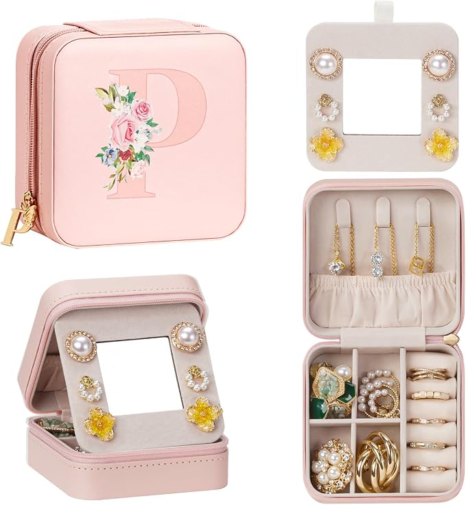Enthralite Travel Jewelry Box for Girls: Traveling Jewelry Case Gift for Women - Mini Organizer for Necklaces Earrings Pink P by Enthralite