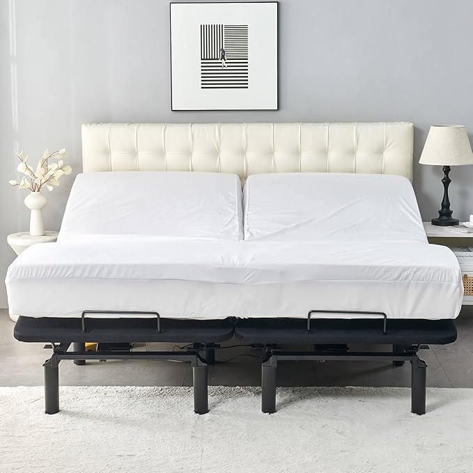 28-30" Split Top Cal King Mattress Protector for Adjustable Bed with Upper Flex Head Waterproof Ultra Soft Fitted Mattress Cover
