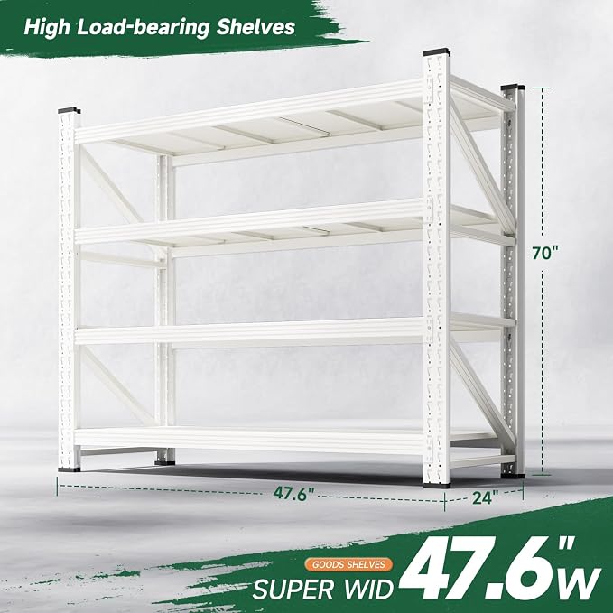 Letaya 3000LBS Storage Shelves Heavy Duty,70" H Garage Shelving Units, 4 Tier Adjustable Utility Rack Shelf,Large Metal Industrial Shelves,for Shop,Warehouse,Basement (48" W x 24" D x 70" H) - Image 2