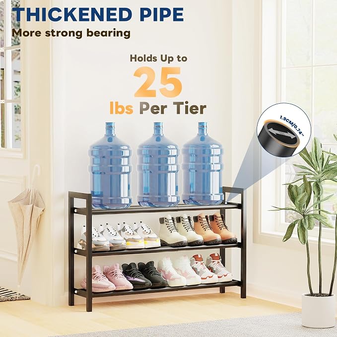 Mavivegue 18-33” Expandable Shoe Rack for Closet, 3-Tier Shoe Organizer, Adjustable Shoe Rack for Front Door Entrance, Entryway - Image 5