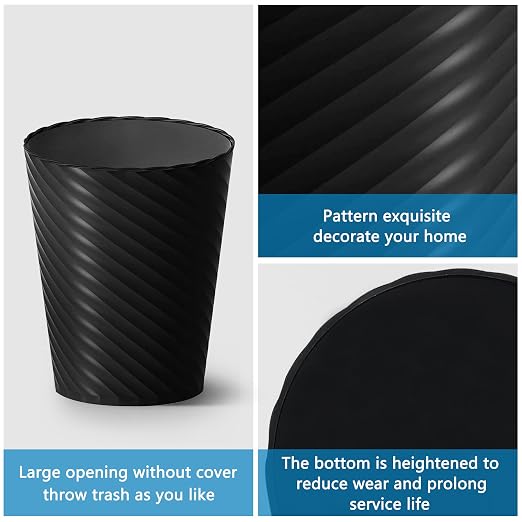 Lysam Bathroom Trash Can, 3 Pack 1.8 Gallons Small Trash Can with Trash Bags, Bathroom Garbage Can, Plastic Trash Bin, Round Waste Basket for Bedroom, Office, Room (White Black Grey) - Image 4