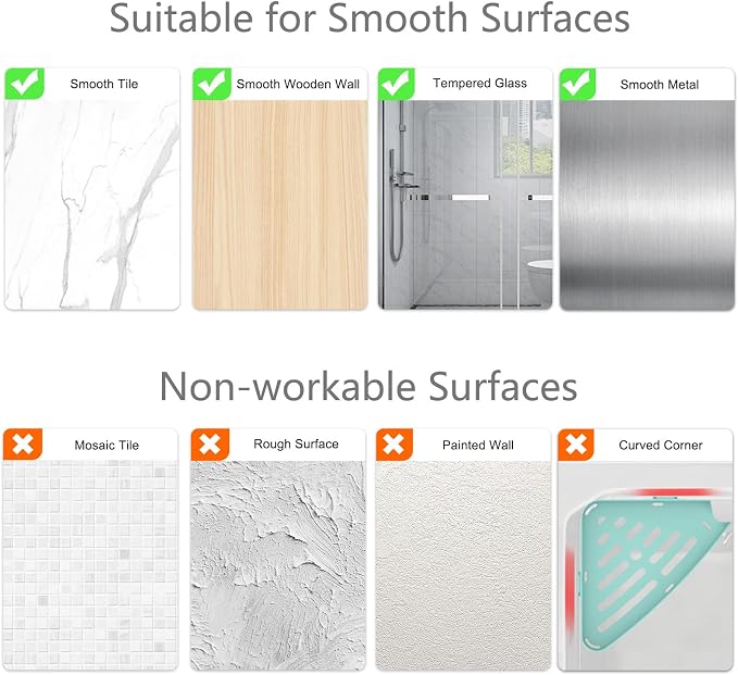 Sotfamily Plastic Shower Caddy Corner (for 90° Only), 2 Pack Adhesive Corner Shower Shelves for Bathroom Organizers and Storage, White - Image 8