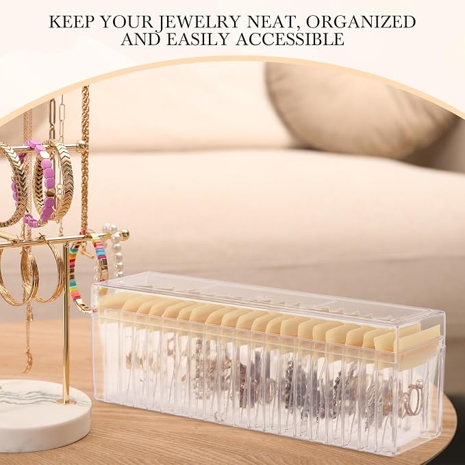 Kenning 42 Pcs Acrylic Jewelry Case Organizer, Clear Jewelry Organizers Holder with Portable Anti Tarnish Storage Bags for Rings, Earrings, Necklaces, Ideal Gifts for Women (Yellow) - Image 5