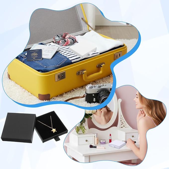 Jewellery Gift Box, 4 Pcs Ring Necklace Box Small Gift Boxes for Bracelets Earrings Necklaces Bracelet Drawer Organizer Square Pendent Storage Case for Birthday DIY Wrapping(White) - Image 6
