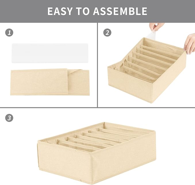 Qozary 4 Pack Drawer Organizers for Clothing, 8 Grids Foldable Closet Organizers and Storage Bins for Bedroom, Dresser Organizer Boxes for Thin T-shirts, Tank Tops - Image 3