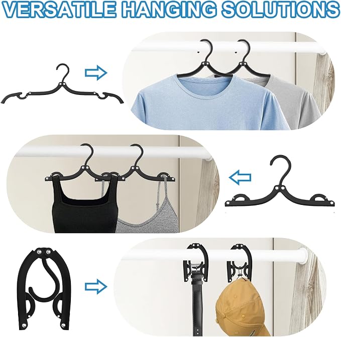 36 PCS Travel Hangers - Cruise Ship Essentials Portable Folding Clothes Hangers Travel Essentials Foldable Clothes Drying Rack for Travel (Black) - Image 3