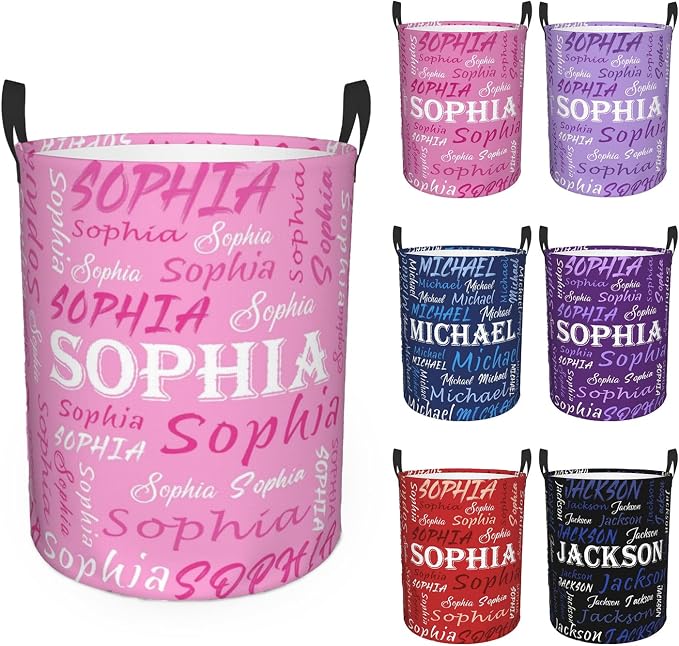 Custom Name Laundry Hamper, Personalized Laundry Basket with Name for Baby Boys Girls, Customized Collapsible Dirty Clothes Hamper Storage with Handles for Bedroom Bathroom Dorm Room Decor by Ownxhbc