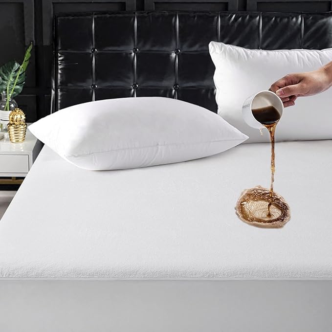 TASTELIFE Waterproof Mattress Protector Queen Size, Breathable & Noiseless Waterproof Mattress Cover Fitted Deep Pocket from 8" to 21" Mattress, Smooth Washable Queen Bed Protector (Queeen, White)