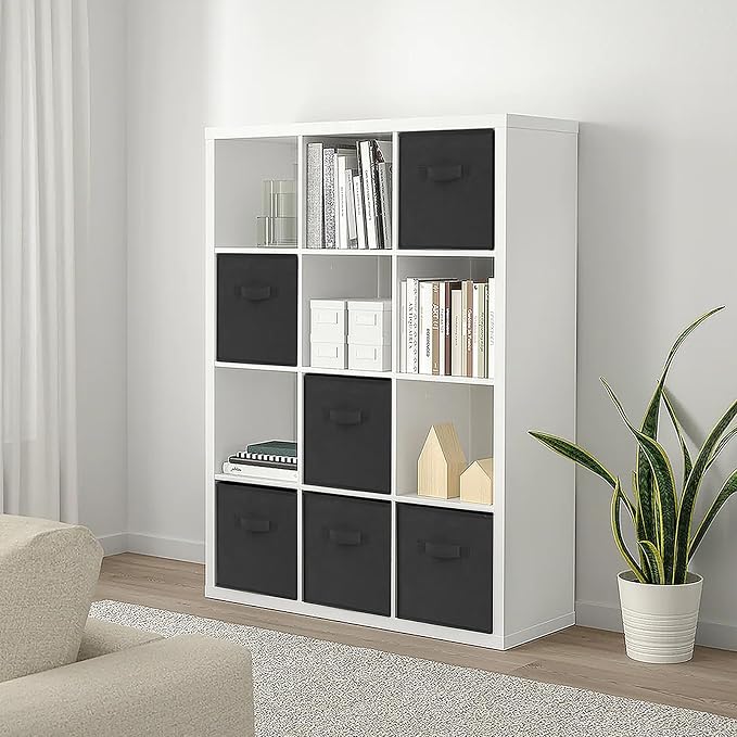 Large Storage Cubes- 13 Inch Cube Storage Bins for Organizing Shelves Kallax - Nursery Closet Organization Bins for Clothes Blanket - 10 Pack Collapsible Decorative Storage Box for Living Room (Black) - Image 7