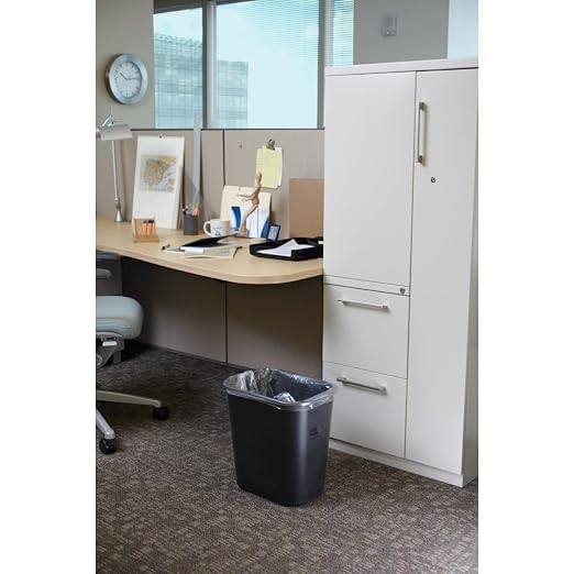 Rubbermaid Commercial Products Deskside Wastebasket/Trash Can, 3.25-Gallon/13-Quart, Black, Small, for Bedroom/Bathroom/Office, Fits Under Desk/Sink/Cabinet - Image 2