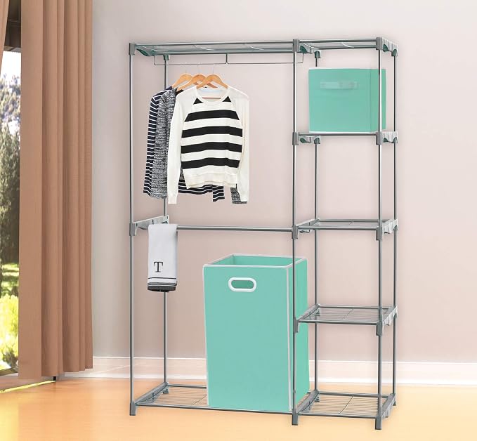 Simple Houseware Foldable Closet Laundry Hamper Basket, Turquoise - Image 4