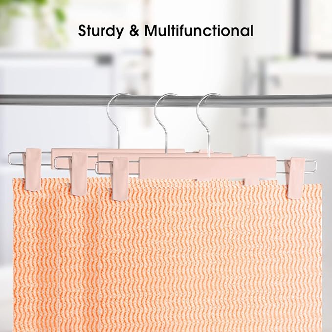 GUANJUNE Clothes Pants Hangers, Space-Saving Skirt Holders with 360 ° Swivel Hooks, Adjustable Clips, Trouser Hangers, Clothes Coat Garment Jeans Hangers (30 Pack, Pink) - Image 6