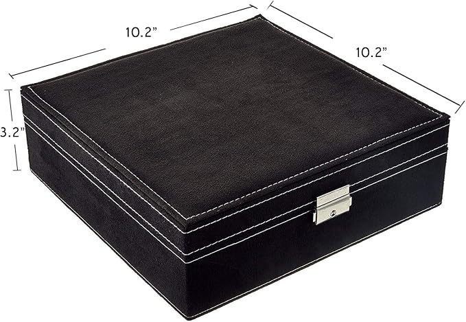 Two-Layer Jewelry Box Organizer Display Storage case with Lock (Black) - Image 4