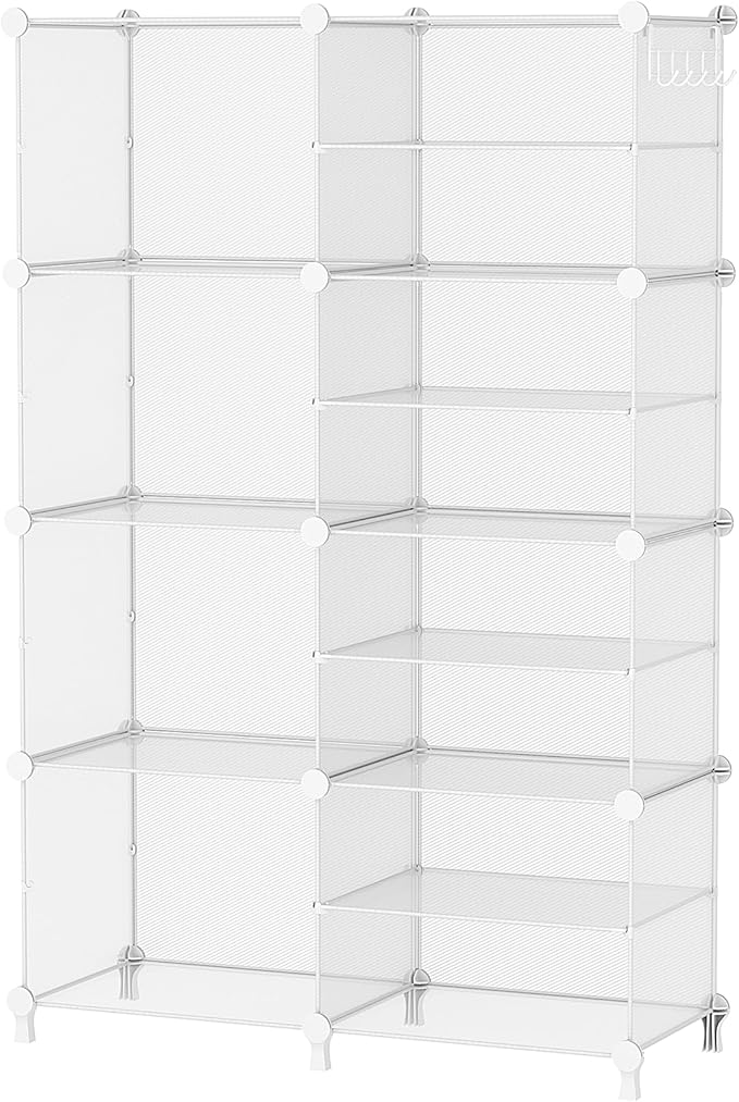 AWTATOS Closet Organizer 8 Cube Storage Shelves Clothes Organizers Closet Storage Stackable Cubby Shelving for Closet Bedroom Living Room Office, Transparent Twill by AWTATOS