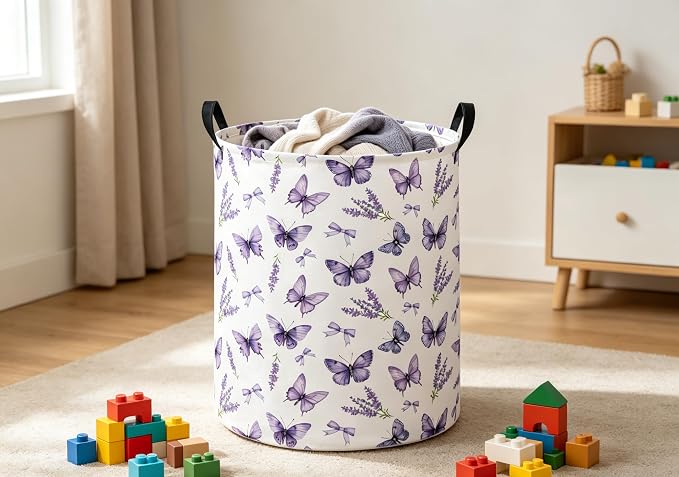 Baby Laundry Hamper kids laundry Basket Waterproof Laundry Bag for Bedroom Toy Clothes Organizer Room Décor(Butterfly) - Image 6