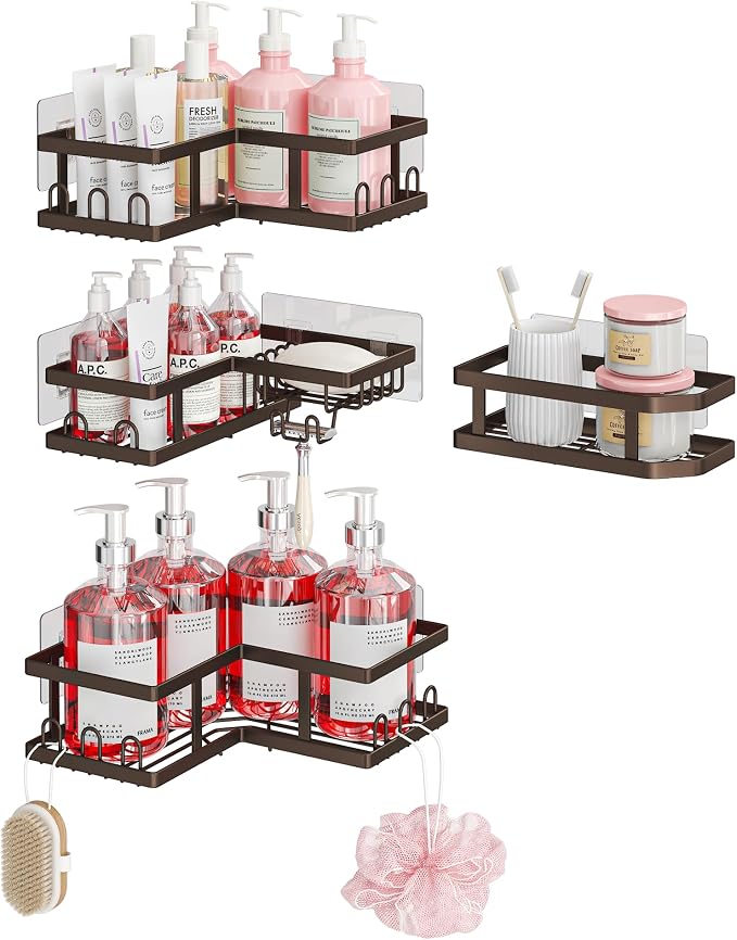 Youvip Corner Shower Caddy - Rust-Proof, Space-Saving, Easy to Install Organizer for Bathroom. Copper - Image 2