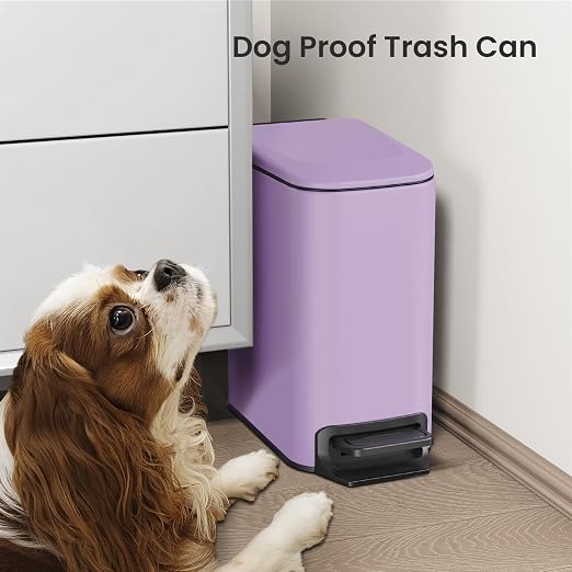 Cesun Small Bathroom Trash Can with Lid Soft Close, Step Pedal, 6 Liter / 1.6 Gallon Stainless Steel Garbage Can with Removable Inner Bucket, Anti-Fingerprint Finish (Purple) - Image 7