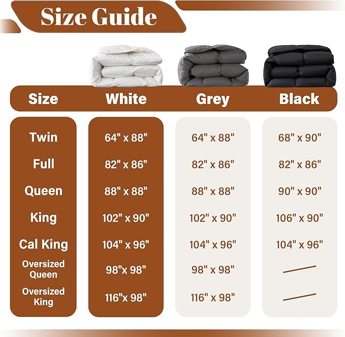 Cosybay Feather and Down Comforter Insert California King Size, 100% Cotton Cover, All Season White Down Feather Duvet Insert, Fluffy Soft Hotel Luxury Bedding for Bedroom, Cal King 104 x 96 Inch