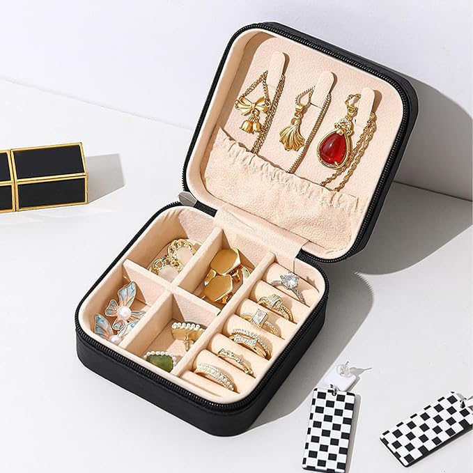 Travel Jewelry Case 2 Pack Mini Travel jewelry Box Portable Organizer Women Girls Gift Box for Rings Earrings Necklaces Bracelets - Image 3
