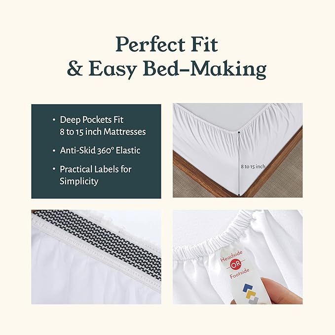 California Design Den 2-Pack Percale Sheets Queen Size Set - 100% Organic Cotton Sheets, Deep Pockets, Crisp, Breathable and Lightweight Bedding Set - White