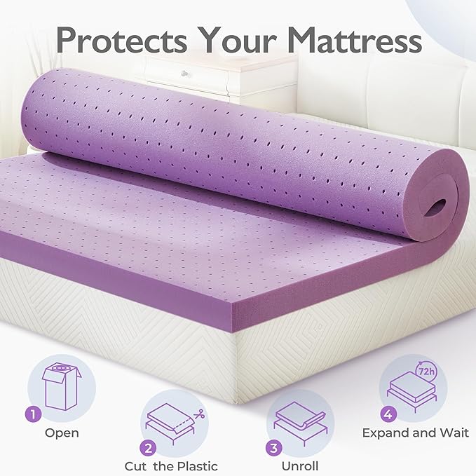 BDEUS 1.5 inch Queen Size Mattress Topper, Cooling Gel Memory Foam Bed Topper for Pressure Relief and Back Pain, CertiPUR-US Certified