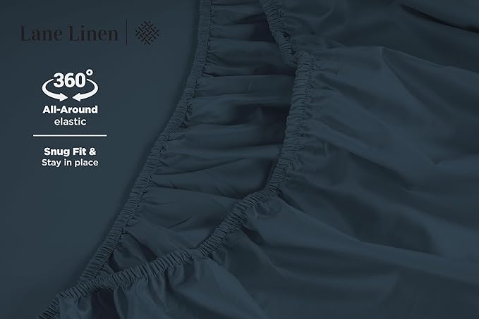 LLANE Linen Split King Sheet Sets for Adjustable Beds - 5 PCs, 600 Thread Count Split King Sheets Set - Sateen Weave King Split Sheets - Split Top King Sheets Set for Adjustable Bed - Estate Blue