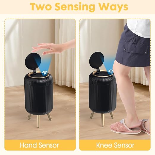 Bathroom Trash Can Automatic Touchless，3 Gallon Smart Motion Sensor Trash Bin with Lid，Plastic Black Garbage Can Wastebaskets with Removable Legs for Kitchen, Office, Toilet, Bedroom - Image 4