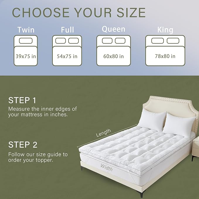 Aodeng 2 Inch Memory Foam Mattress Topper Full for Back Pain, Extra Soft Pillow Top Mattress Topper, Fluffy Shredded Memory Foam Filled