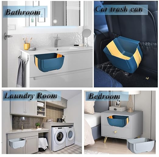 Hanging Folding Mini Trash Can for Kitchen Cabinet Door, Small Collapsible Garbage Bin Under Sink,Wall Mounted Folding Waste Bin- Mini Garbage Container for Cabinet/Bedroom/Bathroom (3L) (Black) - Image 6
