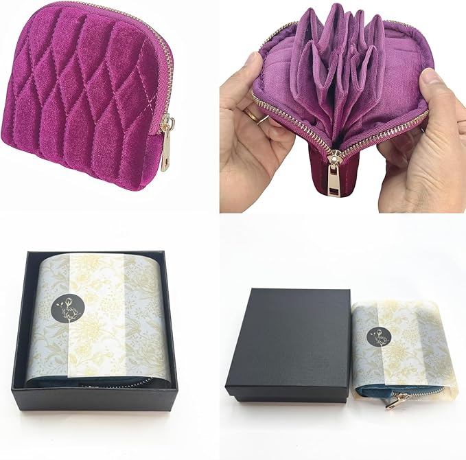 Small Travel Jewelry Case - Jewelry Travel Organizer Bag with for Bracelets, Necklaces, Bangles, Jewelry Organizer Storage Bag Gift for Women Girls,5.1x4.72x1.18 IN- RJB001-Purple - Image 5