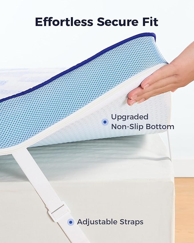 Firm Mattress Topper Twin XL- 3 Inch Memory Foam Bed Topper for Pressure Relief, Mattress Pad with Cooling Bamboo Cover College Dorm, Removable & Washable & Non-Slip, CertiPUR-US & Oeko-Tex Certified