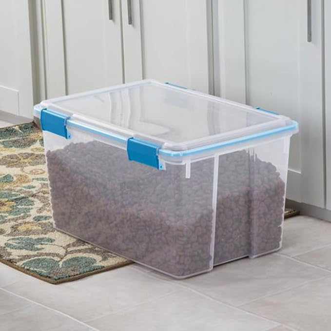 Sterilite 54 Qt Gasket Box, Stackable Storage Bin with Latching Lid and Tight Seal, Plastic Container to Organize Basement, Clear Base and Lid, 1-Pack - Image 7