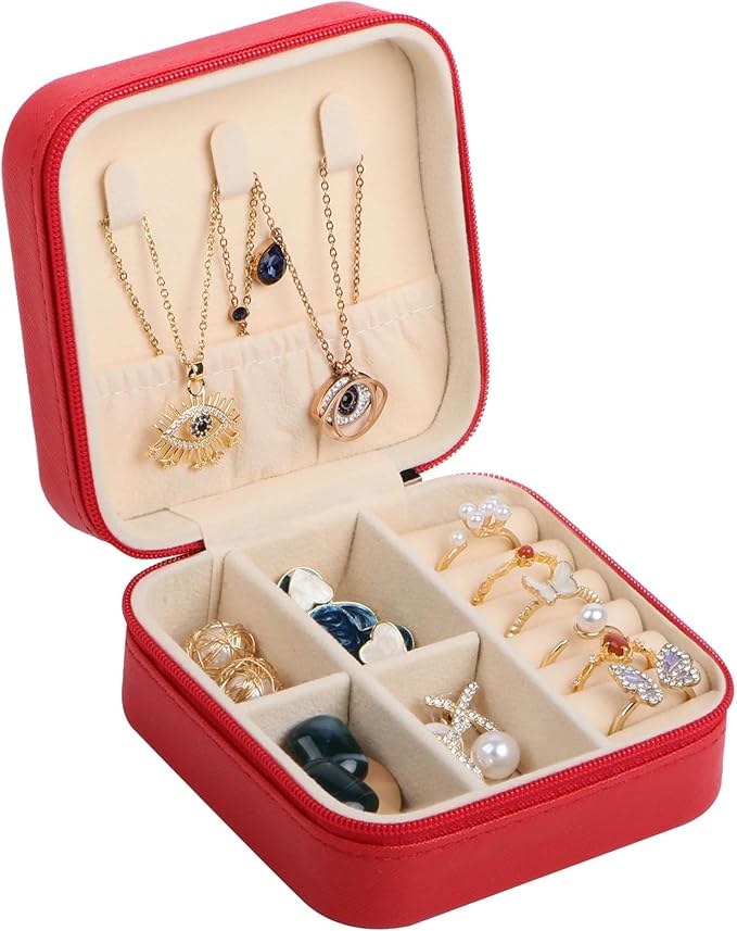 17Dec Small Travel Jewelry Case Organizer,Mini Travel Essentials for Women,Bridesmaid Gifts Birthday Gifts for Women,Small Jewelry Box for Girls 8-12 by 17Dec