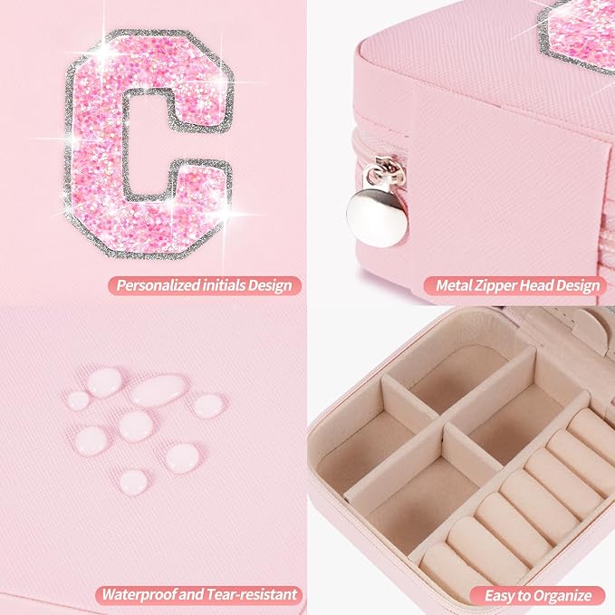 Uygafly Jewelry Case - Fashion Jewelry Box | Customized Mother's Day Gift, Birthday Gift for Mom | Pink,C - Image 4