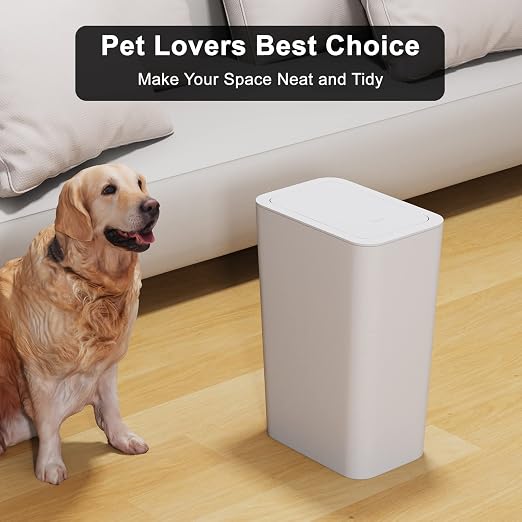 N. NETDOT 3 Pack 2.6 Gallon / 10L Bathroom Trash Can with Lid,Kitchen Garbage Can Small Trash Bin Waste Basket for Bathroom,Kitchen,Bedroom,Living Room,Office - Off White - Image 3