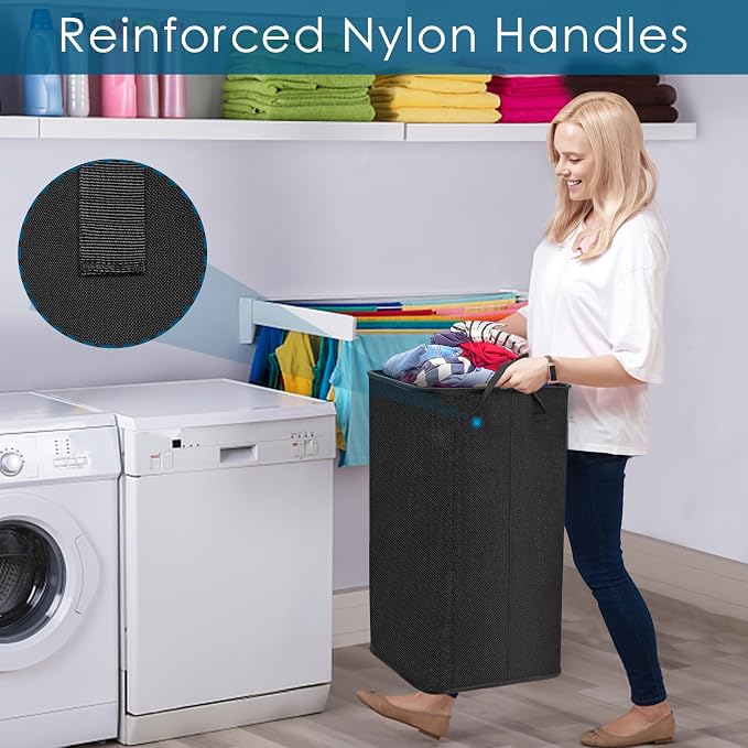 SNIGJAT Large Laundry Hamper, Tall Laundry Hamper with Sturdy Handles, Hampers for Laundry, Rectangular Dirty Clothes Hamper for Bedroom, Extra Large Laundry Basket for Clothes Toys, 80 L - Image 4
